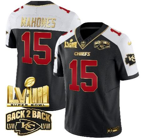 Men Kansas City Chiefs 15 Mahomes Black 2024 Nike Limited NFL Jersey
